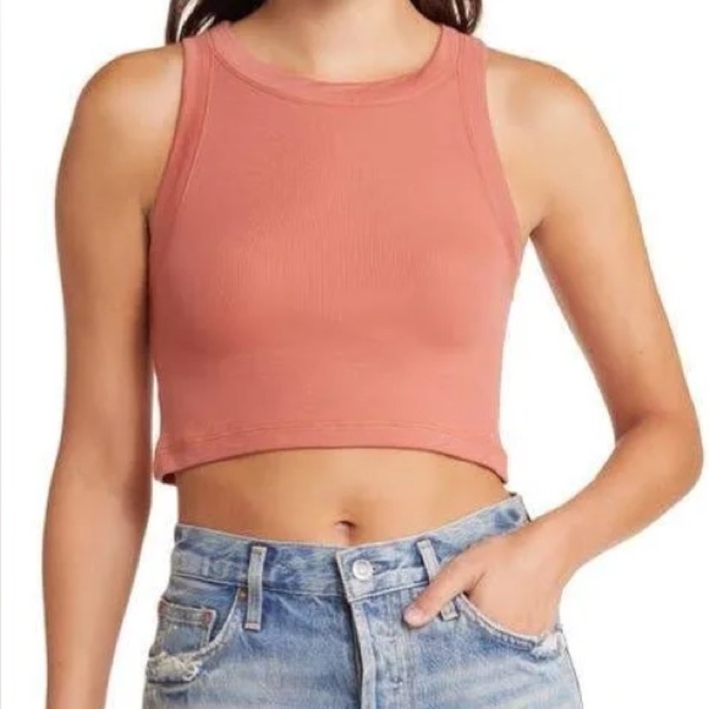 All Saints Pink Crop Tank Top Fitted Style